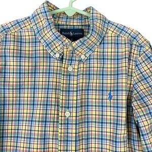 Ralph Lauren Button Shirt Boys 7 Preppy Oxford Heritage Classic Essential Style‎